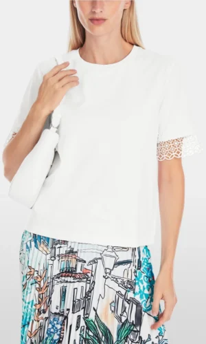 MarcCain T-shirt Kanten Rand YC4811J14 Wit