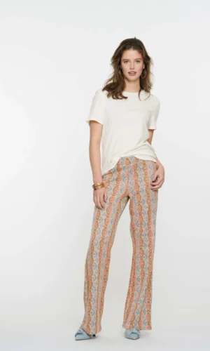 Geisha Broek Aztek Print Lurex Tape 51216-20 Sand/Camel/Blue
