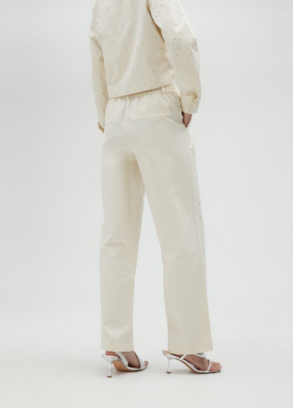 Lola Casademunt Broek met Strassdetails MS2514009 Ecru - Afbeelding 5