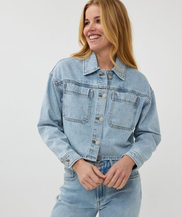 Esqualo Cropped Denim Jacket SP25.12005 Blauw