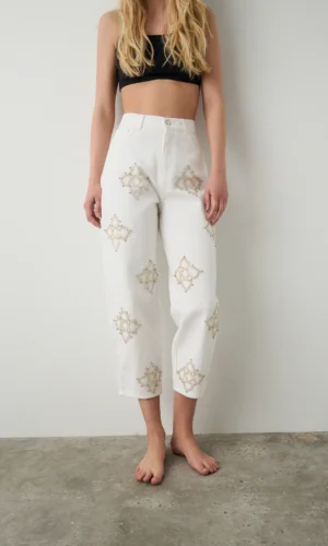 BSB Balloon Jeans Tania met Kralen Model 053-212835 Off White
