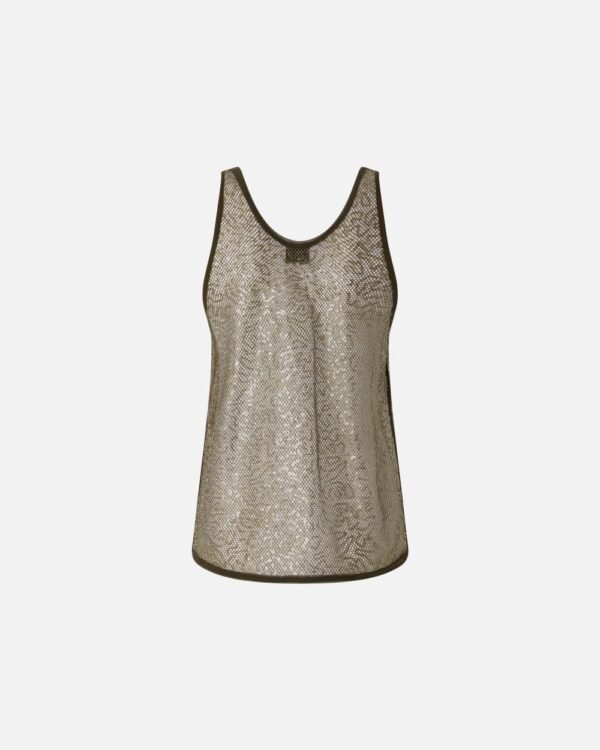 Pinko Sequinned Mesh Top 104710-A2EX Olijf Groen