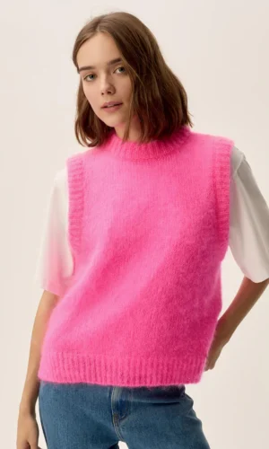 Des Petits Hauts Gilet Alberto 1E250039 in de kleur Rose Fluo