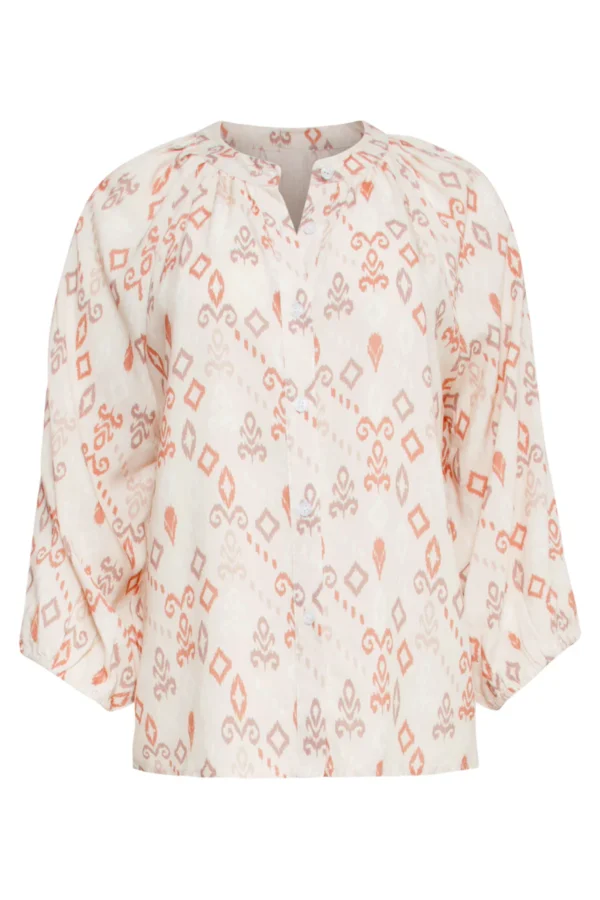 Smashed Lemon V-Hals Blouse 25043 Beige Multi - Afbeelding 6