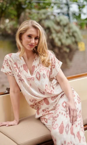 Smashed Lemon Top V-Hals Paneel 25045 Beige Multi