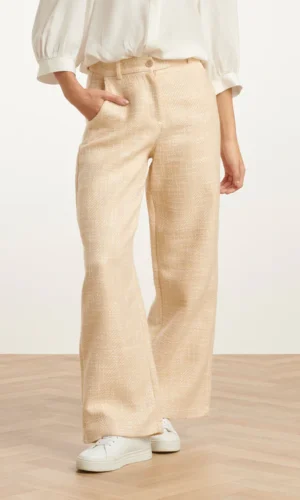 Smashed Lemon Tweed Broek 25114 Zand
