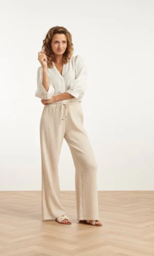 Smashed Lemon Katoenen Broek 25187 Zand