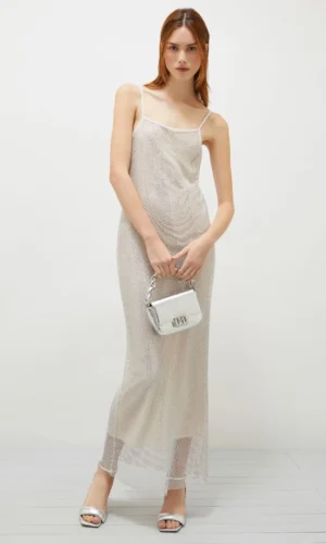 Marella Jurk Pece Strass Steentjes White