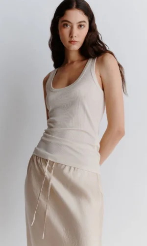 Marella Shiny Jersey Top Scoppie White