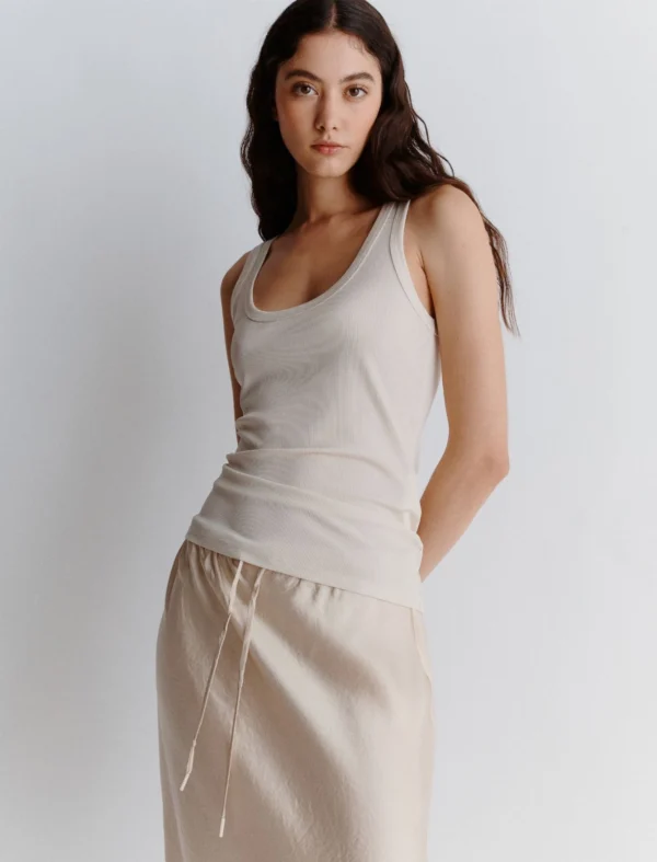 Marella Shiny Jersey Top Scoppie White