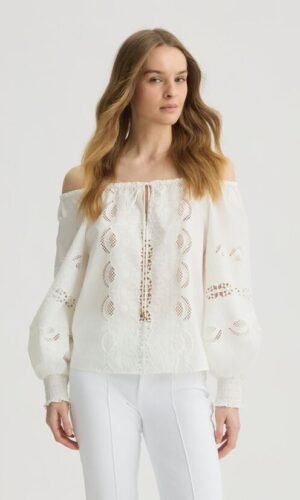 Liu Jo Geborduurde Katoenen Blouse WA5257-T4853 Off White