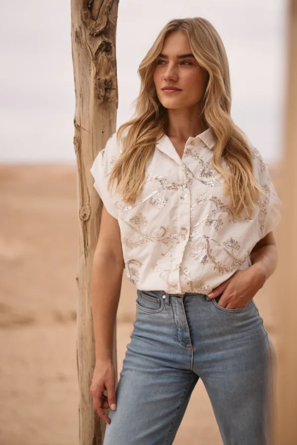 Nukus Blouse Catalina Paillet NKS02063 Off White