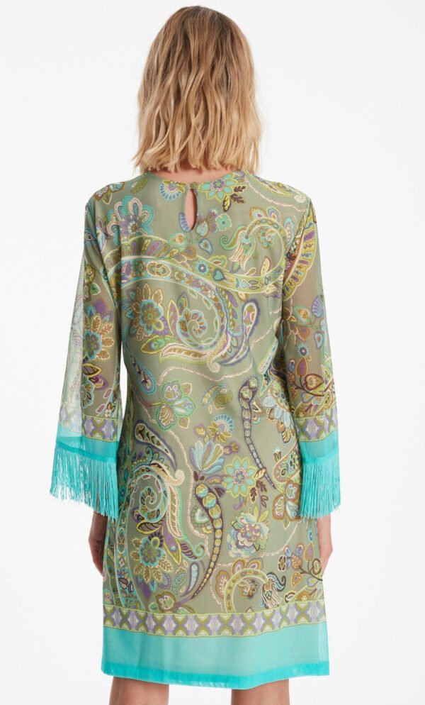 Ana Alcazar Franjes Jurk Zikona 041232-3665 Green Print - Afbeelding 5