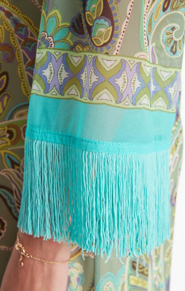 Ana Alcazar Franjes Jurk Zikona 041232-3665 Green Print - Afbeelding 3
