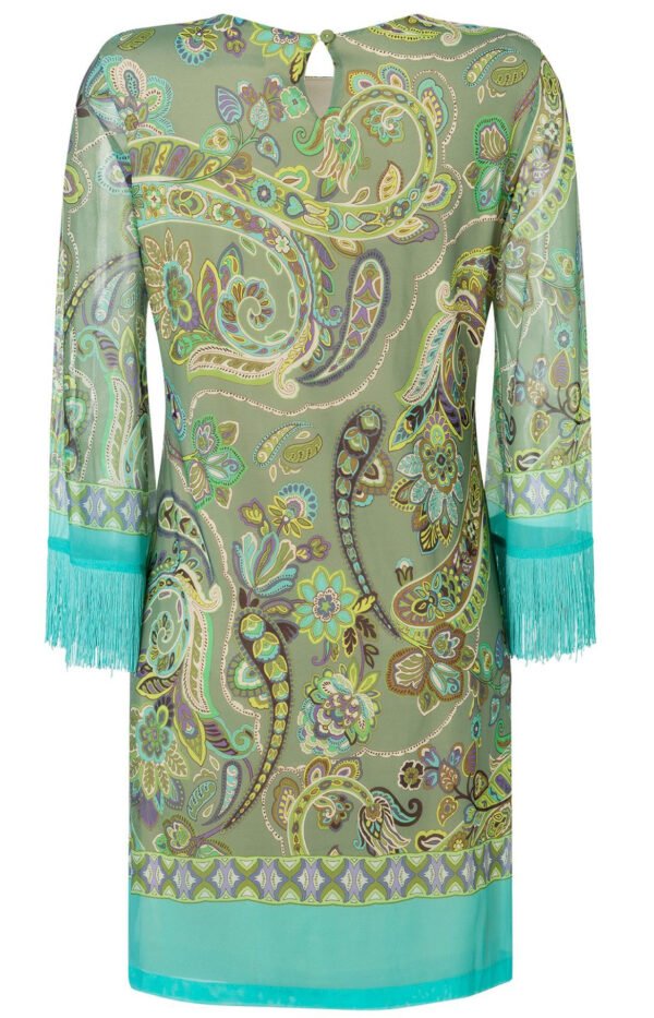 Ana Alcazar Franjes Jurk Zikona 041232-3665 Green Print - Afbeelding 7