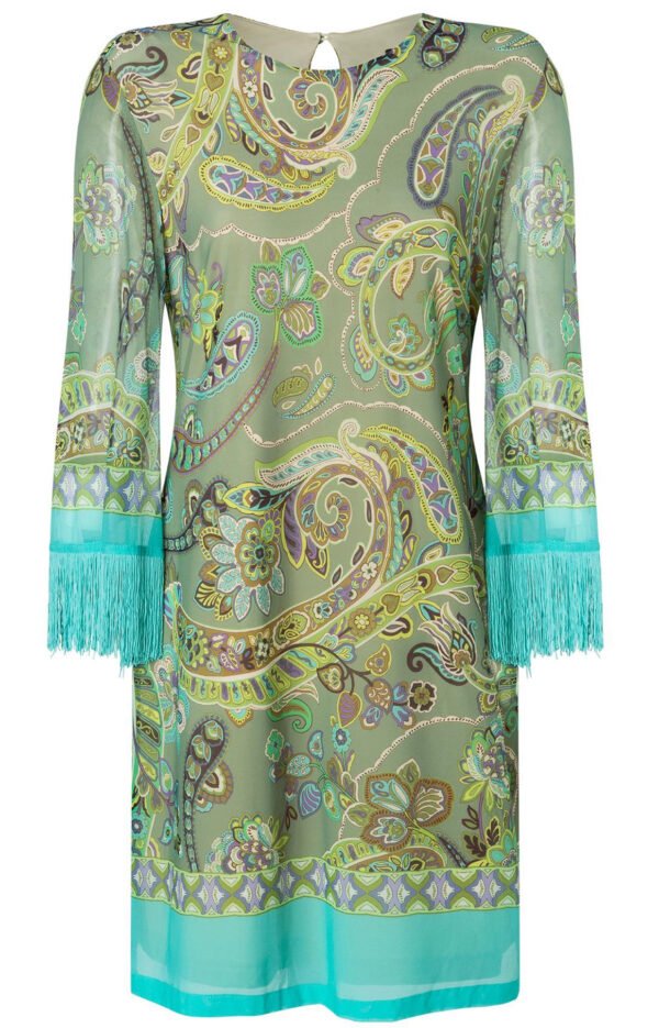 Ana Alcazar Franjes Jurk Zikona 041232-3665 Green Print - Afbeelding 6