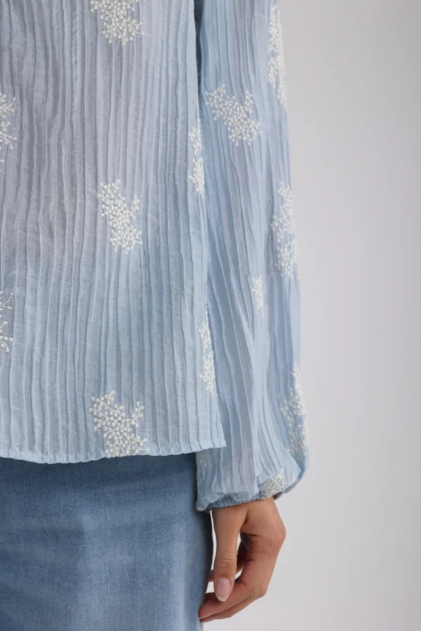 Nukus Blouse Daan Embroidery NKS02016 Sky - Afbeelding 8