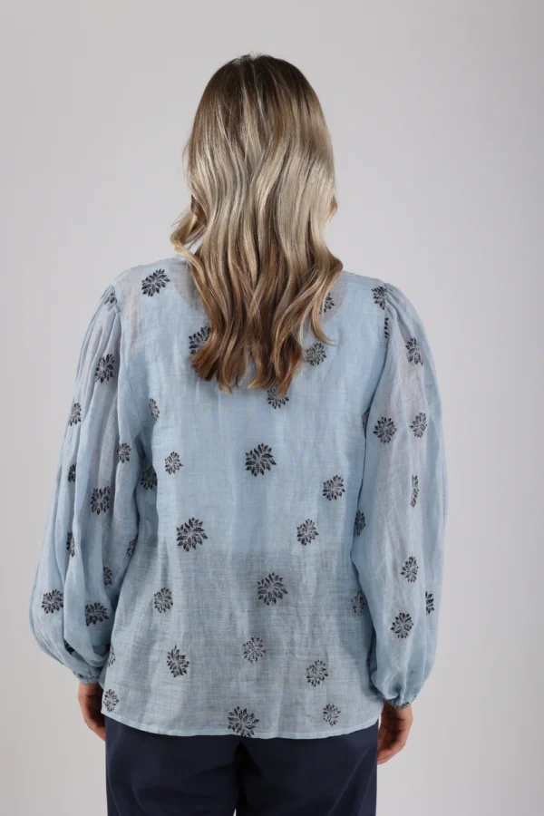 Nukus Blouse Kaoutar Embroidery NKS02036 Sky - Afbeelding 5