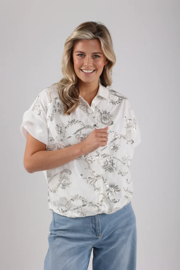 Nukus Blouse Catalina Paillet NKS02063 Off White - Afbeelding 4