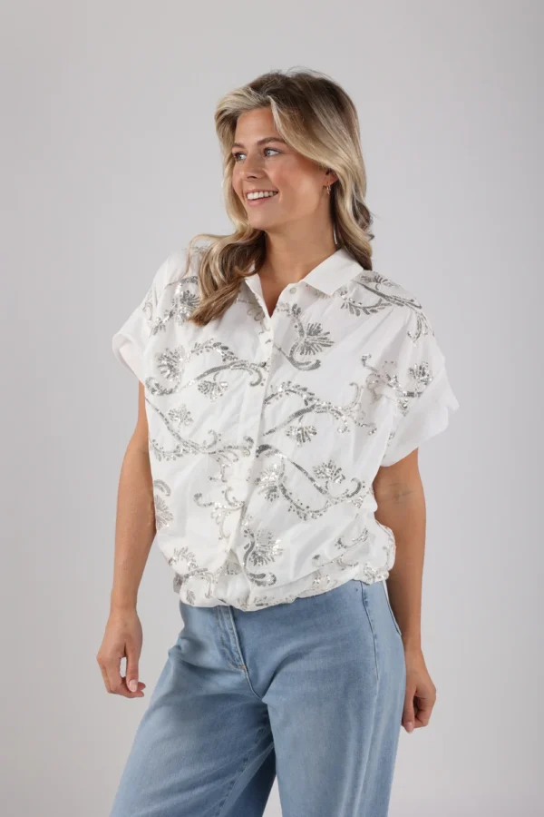 Nukus Blouse Catalina Paillet NKS02063 Off White - Afbeelding 5
