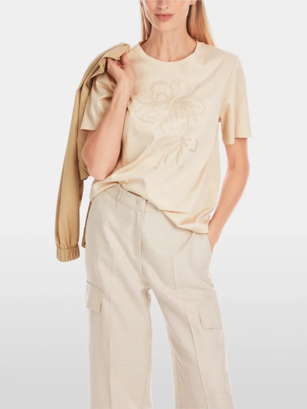 MarcCain Geborduurd T-shirt YC4811J82 Deep Stone 