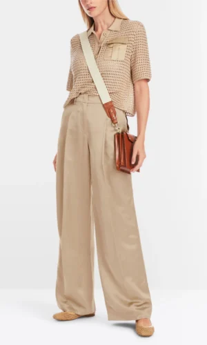 MarcCain Wijde Bandplooi Broek WICHITA YV8163W41 Cappuccino