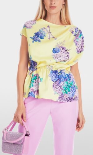 MarcCain Satijnen Blouse YG5110W10 Bright Vanilla Print