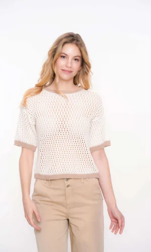 Geisha Ajour Trui Crochet 54054-70 Off White/Beige