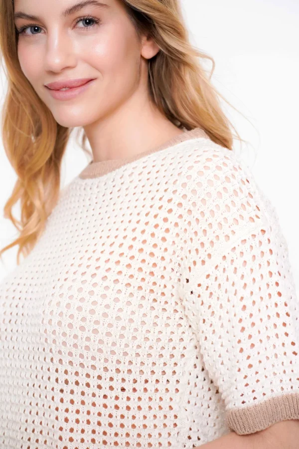 Geisha Ajour Trui Crochet 54054-70 Off White/Beige - Afbeelding 2
