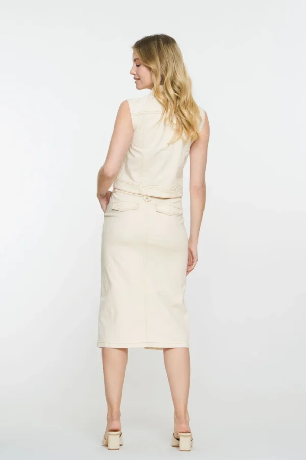 Geisha Denim Rok met Split 56008-10 Ecru - Afbeelding 3