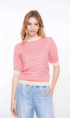 Geisha Gebreide Top Strepen 54033-14 Sand/Orange/Beige
