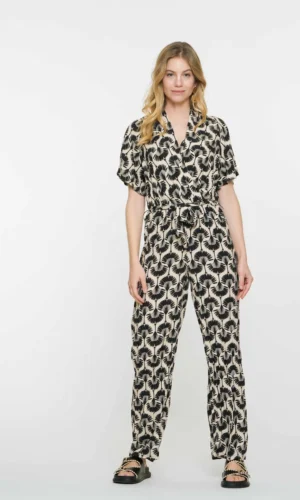 Geisha Jumpsuit met Print 51175-70 Off White/Black