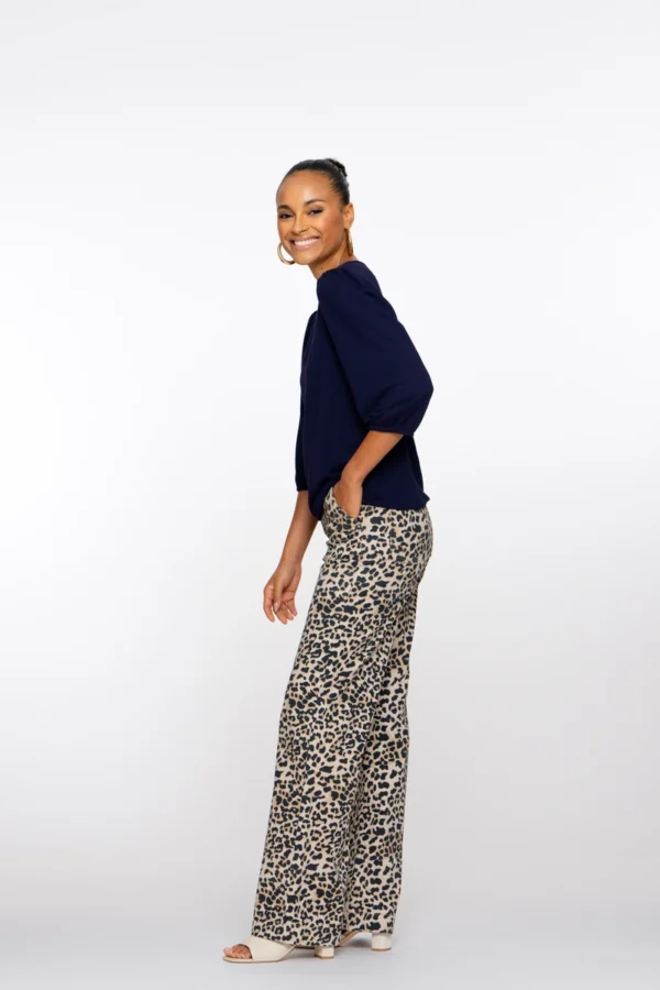 Geisha Straight Fit Broek met Panterprint 5132-20 Sand/Black - Afbeelding 2