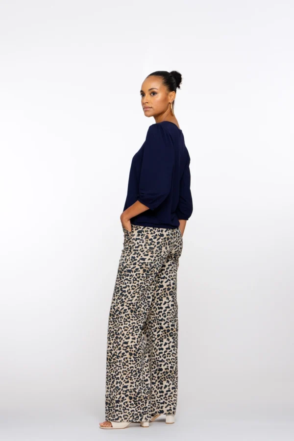 Geisha Straight Fit Broek met Panterprint 5132-20 Sand/Black - Afbeelding 3