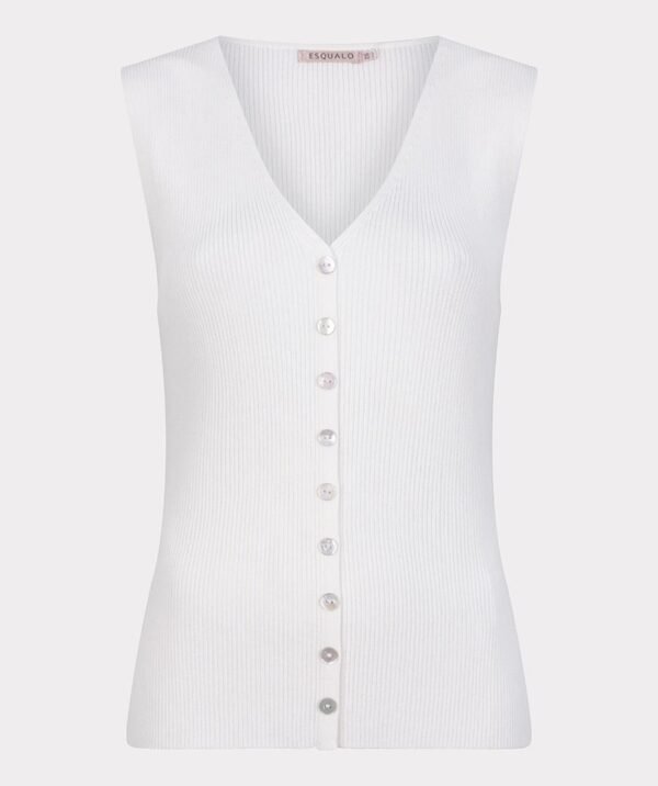 Esqualo V-neck Buttons SP25.07014 Off White - Afbeelding 6