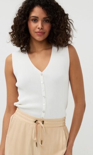 Esqualo V-neck Buttons SP25.07014 Off White