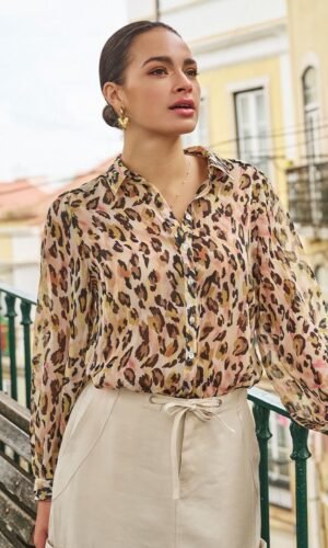 Esqualo Blouse Leopard Dream SP25.14001 Leopard Print