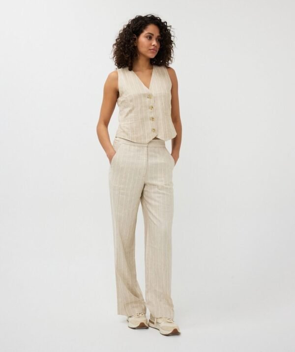 Esqualo Broek Linen Stripe SP25.17007 Sand - Afbeelding 4