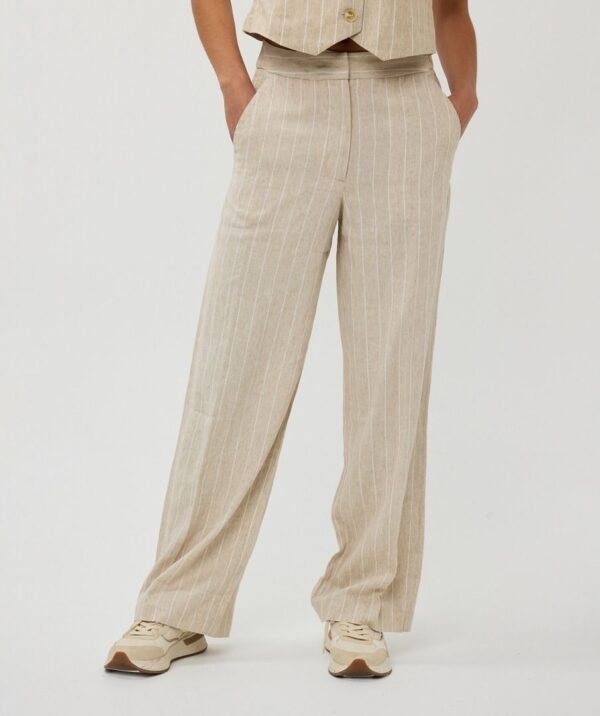 Esqualo Broek Linen Stripe SP25.17007 Sand - Afbeelding 2