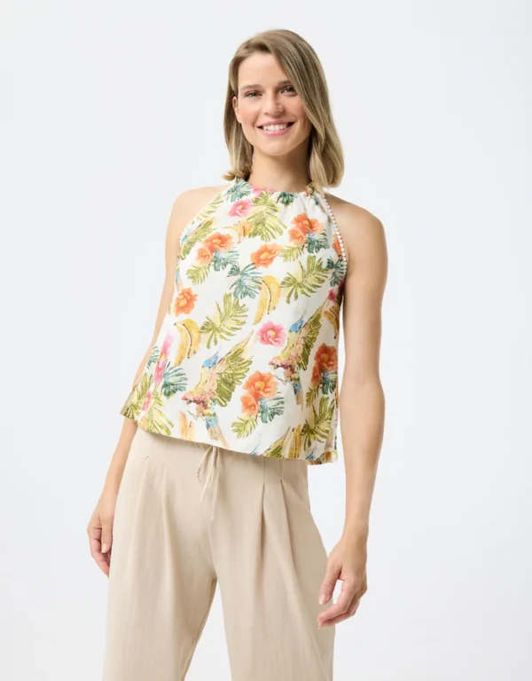 Leo & Ugo Top Olivia KE817 Ecru Multi Color Print