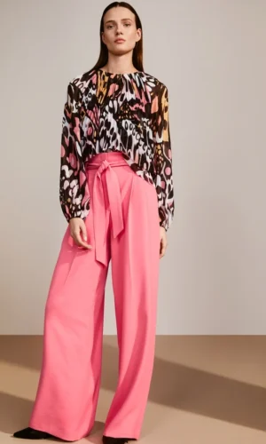 MarcCain Broek WICHITA Paperbagstijl YC8124W03 Bright Candy Pink