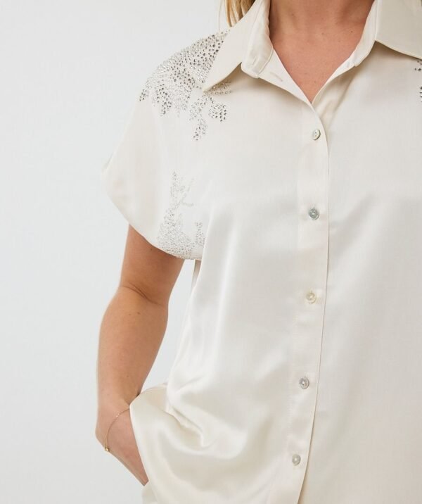 Esqualo Blouse Batwing Sequins HS25.10204 Off White - Afbeelding 4