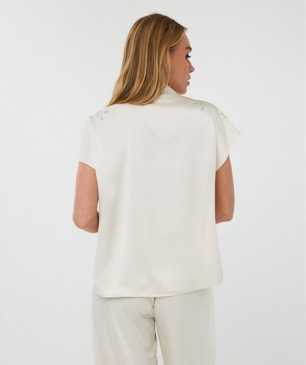 Esqualo Blouse Batwing Sequins HS25.10204 Off White - Afbeelding 5