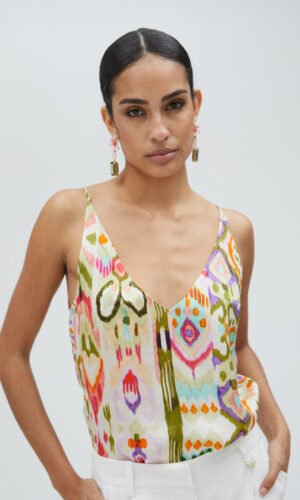 Lola Casademunt Printed Silky Top LS2515035 Rosa/Azul