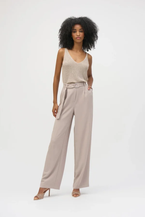 Joseph Ribkoff Top Metallic Knitted Camisole Strass Steentjes 252915 Champagne - Afbeelding 2