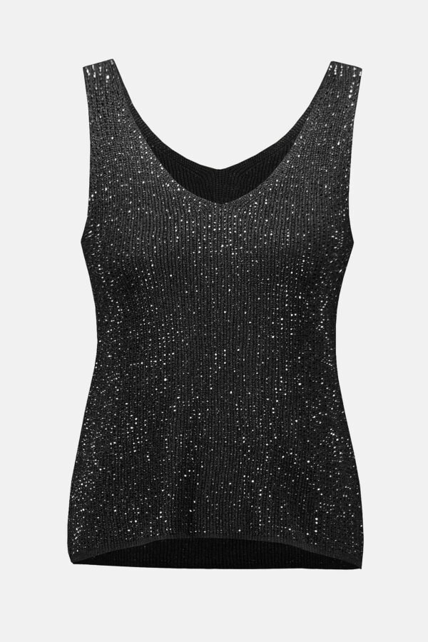 Joseph Ribkoff Top Metallic Knitted Camisole Strass Steentjes 252915F25 Zwart - Afbeelding 5