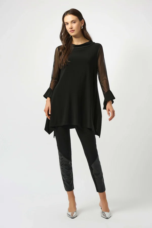 Joseph Ribkoff Tunic Silky Knit Mesh Handkerchief Model 253057 Zwart - Afbeelding 2