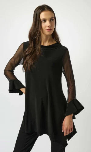 Joseph Ribkoff Tunic Silky Knit Mesh Handkerchief Model 253057 Zwart