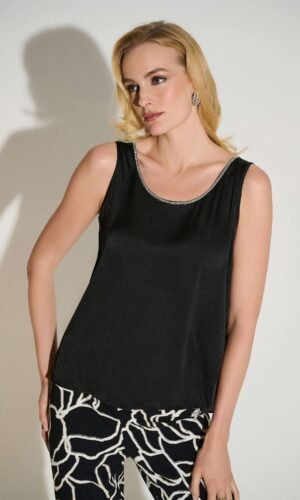 Joseph Ribkoff Recycled Satin Top Strass 253744 Zwart
