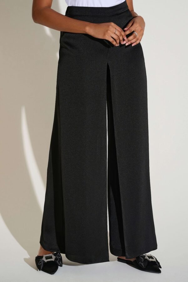 Joseph Ribkoff Satijnen Wide Leg Broek Overlay 253788 Zwart